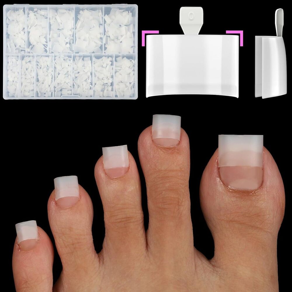 600 Pcs Gel X Toe Nail Tips 12 Sizes Extra Wide Matte Natural Half Cover Square